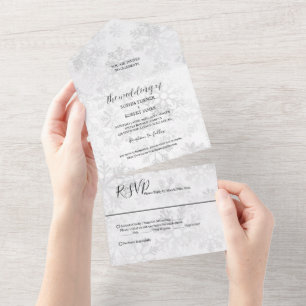 Winter Snowflake Wedding All In One Invitation