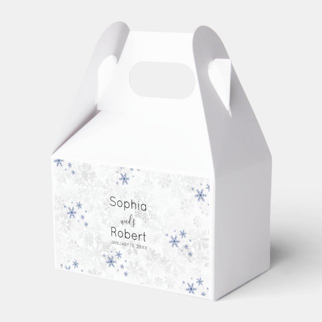 Winter Snowflake Wedding Favour Box (Front Side)