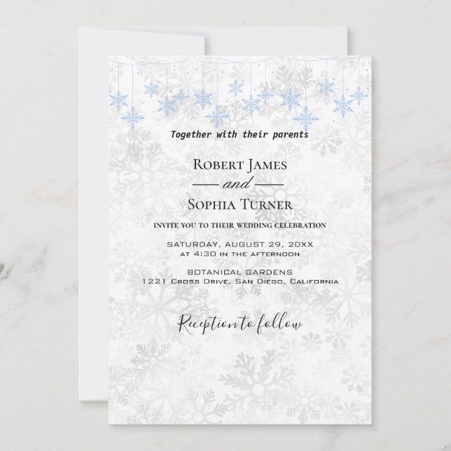 Winter Snowflake Wedding Invitation (Front)