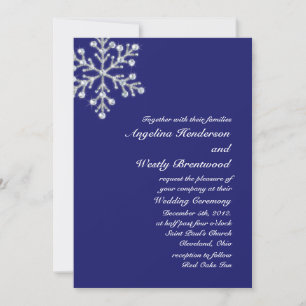 Winter Snowflake Wedding Invitation indigo