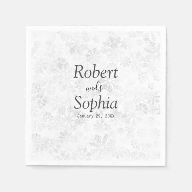 Winter Snowflake Wedding Napkin (Front)