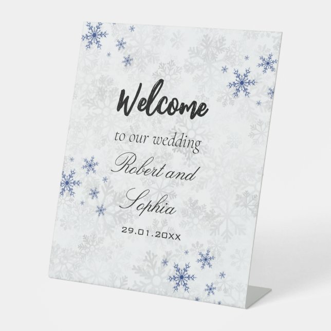 Winter Snowflake Wedding Pedestal Sign (Front)