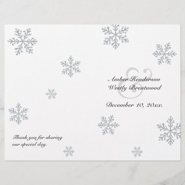Winter Snowflake Wedding Program (Front)