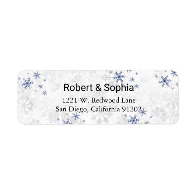 Winter Snowflake Wedding Return Address Label (Front)