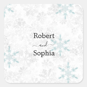 Winter Snowflake Wedding Square Sticker