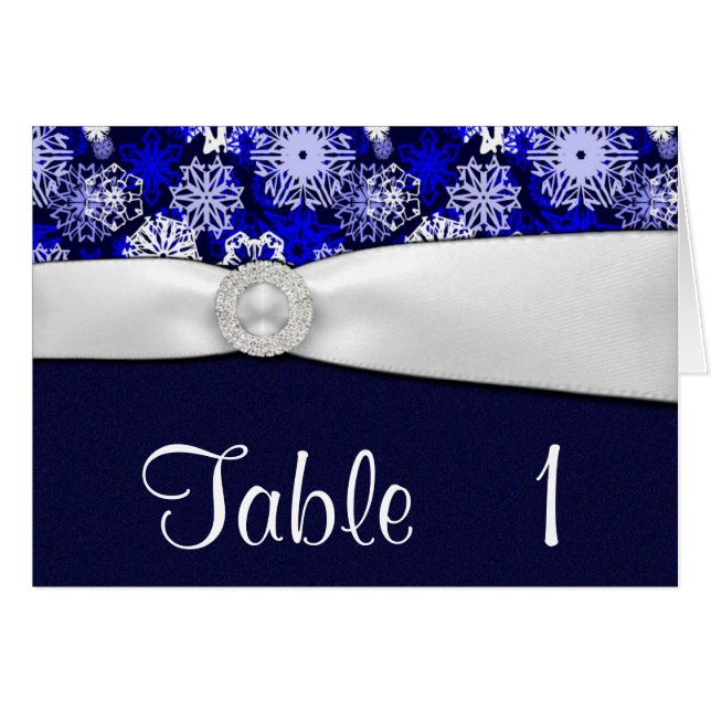 Winter Snowflake Wedding Table Number Cards (Front Horizontal)