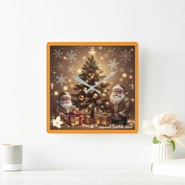 "Winter Snowflake Wonderland" Square Wall Clock (Home)