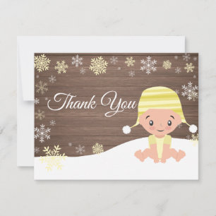 Winter Snowflake Yellow Thank You Card