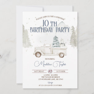 Winter Snowflakes 10th Birthday Invitation