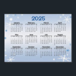 Winter Snowflakes 2025 Calendar Magnetic Card<br><div class="desc">Easily customise or remove the text on this colourful and joyful 2025 calendar magnetic card which creates a seasonal winter feeling in blue and white with lovely snowflakes floating throughout.</div>