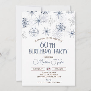 Winter Snowflakes 60th Birthday Invitation