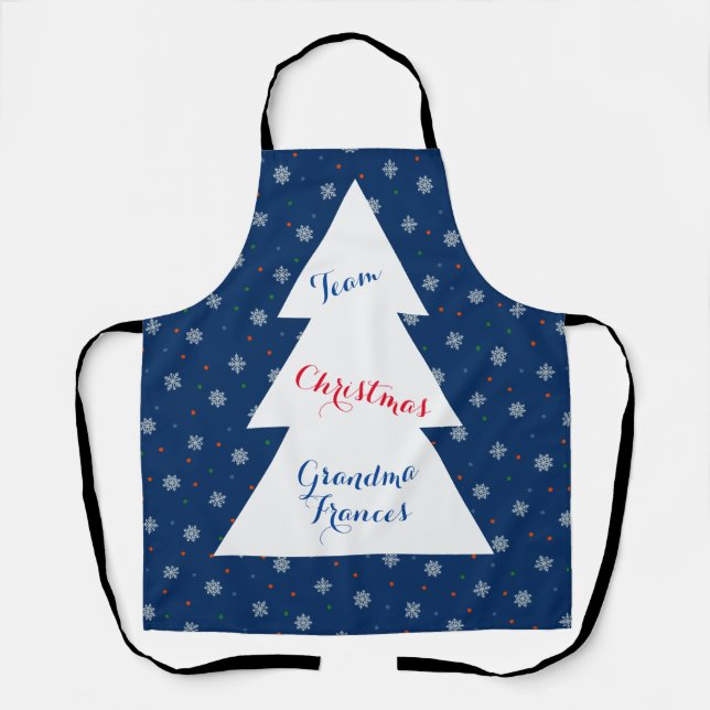 Winter snowflakes and dots pattern apron (Front)