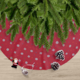 Winter snowflakes and dots pattern brushed polyester tree skirt