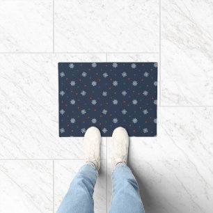 Winter snowflakes and dots pattern doormat