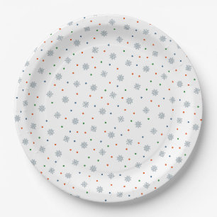 Winter snowflakes and dots pattern paper plate
