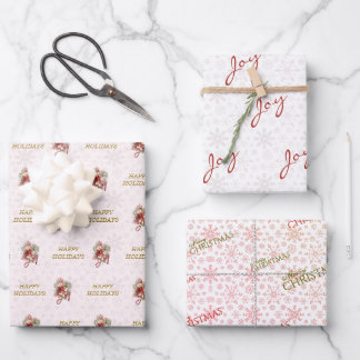 Winter Snowflakes and Joy Script Christmas Wrapping Paper Sheet