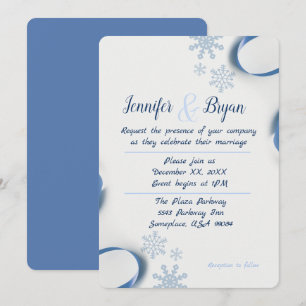Winter Snowflakes and Ribbons Wedding Invitation