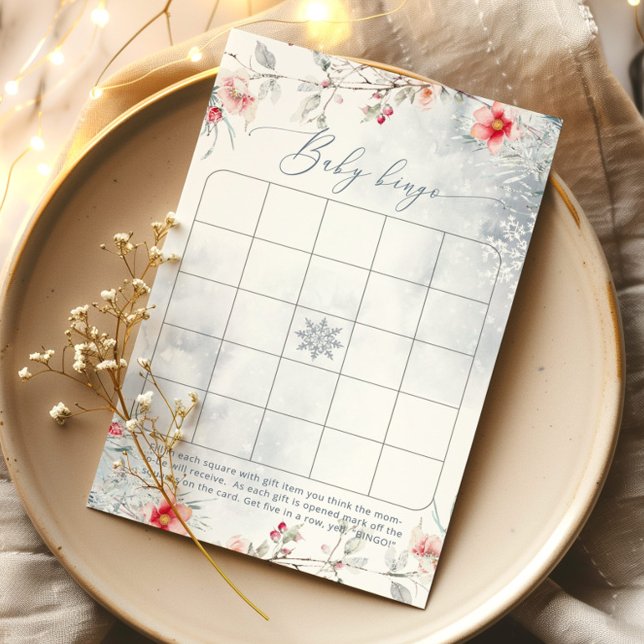 Winter snowflakes baby shower bingo game (Creator Uploaded)