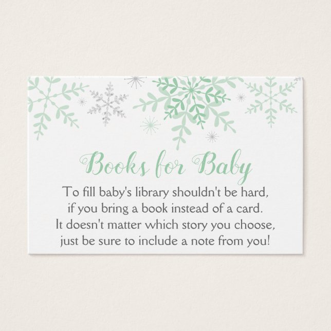 Winter Snowflakes Baby Shower Bring a Book (Front)