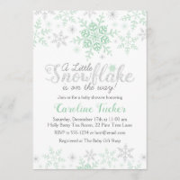 Winter Snowflakes Baby Shower Mint Green & Silver