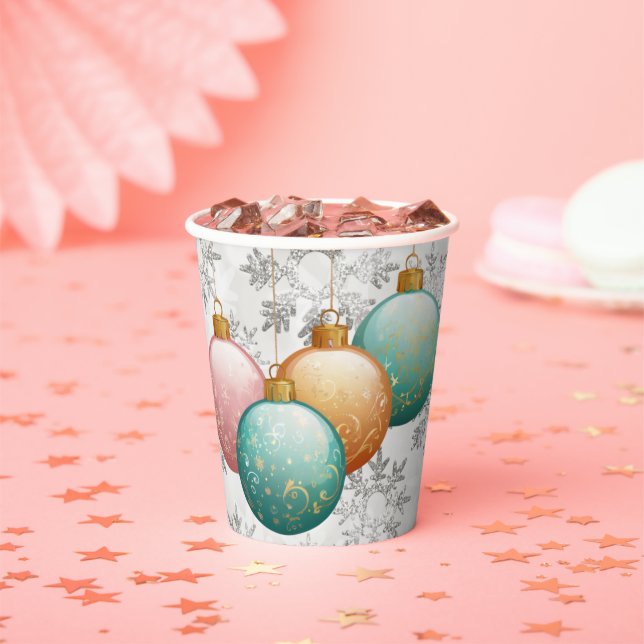 Winter Snowflakes Balls Ornaments Baby Shower Paper Cups (Insitu)