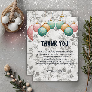Winter Snowflakes Balls Ornaments Baby Shower Thank You Card