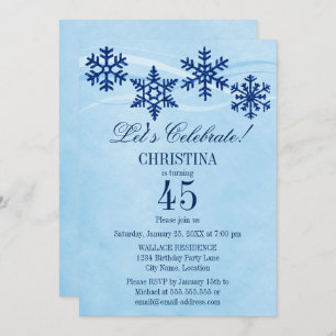 Winter Snowflakes Birthday Party Invitation