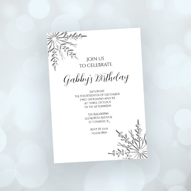 Winter Snowflakes Birthday Party Invitation (Creator Uploaded)