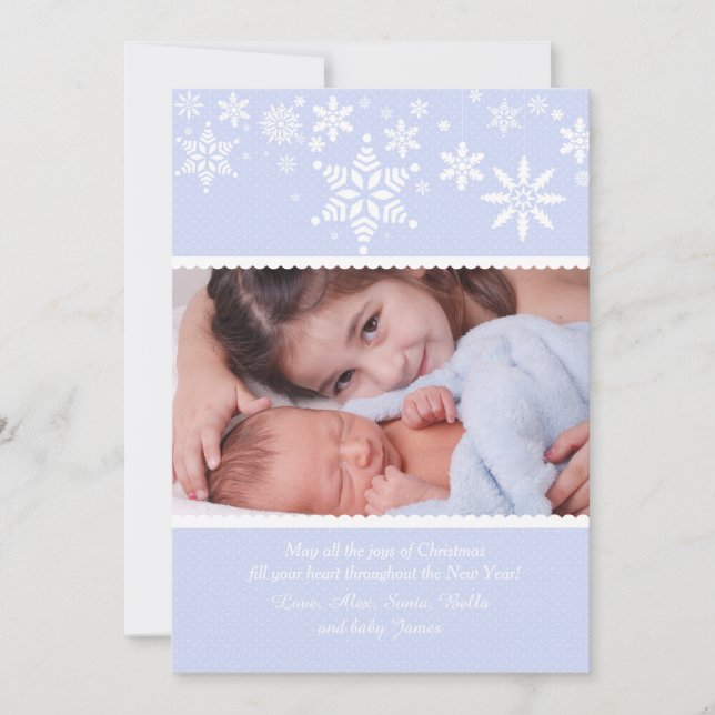 Winter Snowflakes Blue Photo Card (Front)
