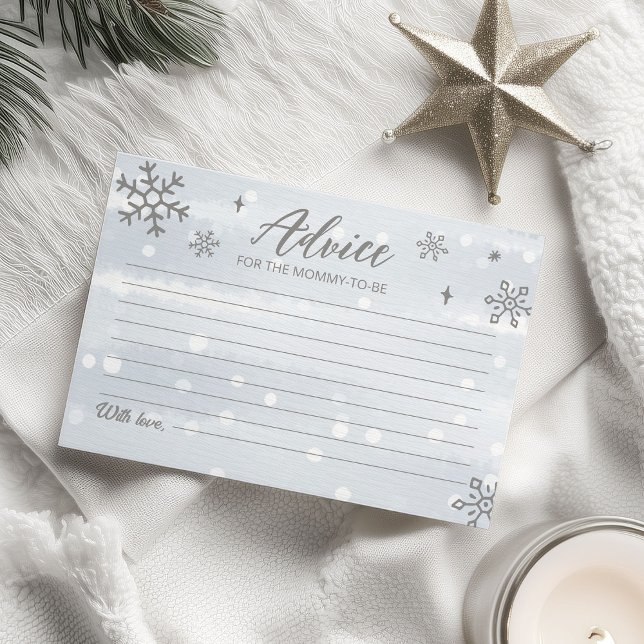 Winter Snowflakes Boy Baby Shower Advice Cards (Creator Uploaded)