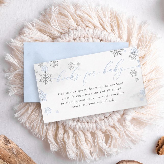 Winter Snowflakes Boy Baby Shower Books For Baby Enclosure Card (Creator Uploaded)