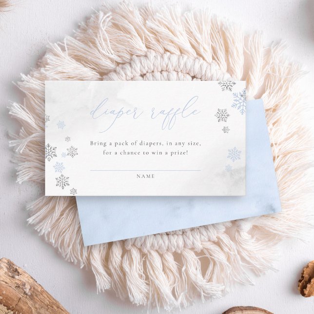 Winter Snowflakes Boy Baby Shower Diaper Raffle Enclosure Card (Creator Uploaded)