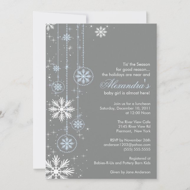 Winter Snowflakes Boy  Baby Shower Invitation (Front)
