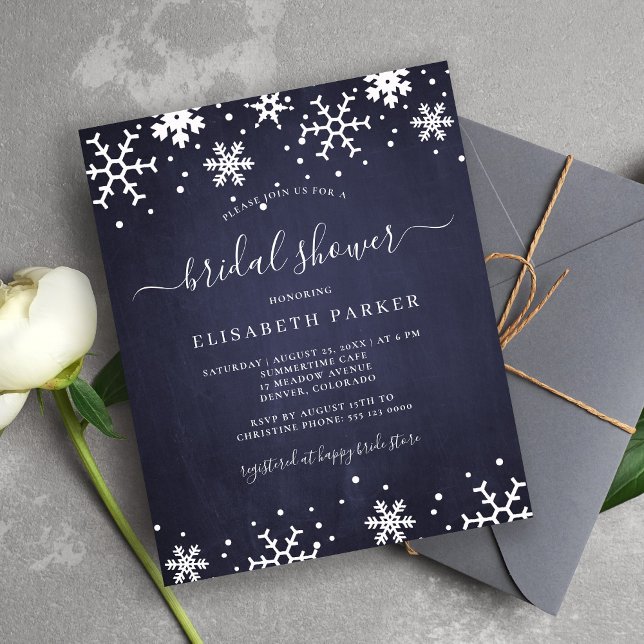 Winter snowflakes budget bridal shower invitation (Creator Uploaded)
