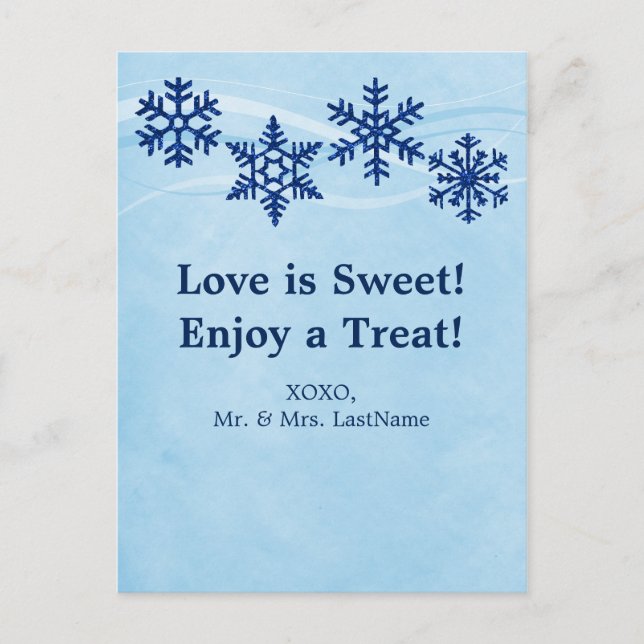 Winter Snowflakes Candy Buffet Dessert Table Cards (Front)