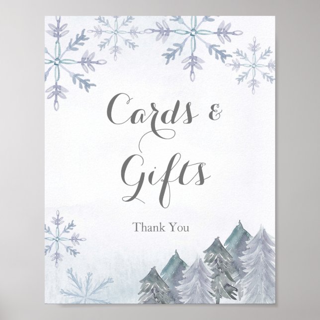 Winter Snowflakes Cards and gift sign (Front)