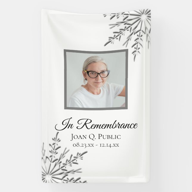 Winter Snowflakes Celebration of Life Funeral Banner (Vertical)