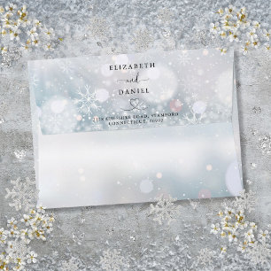 Winter Snowflakes Chic Heart Wedding Envelope