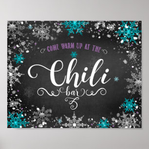 Winter Snowflakes Chilli Bar Party Table Sign