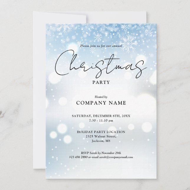 Winter Snowflakes Christmas Holiday Party Invitation (Front)