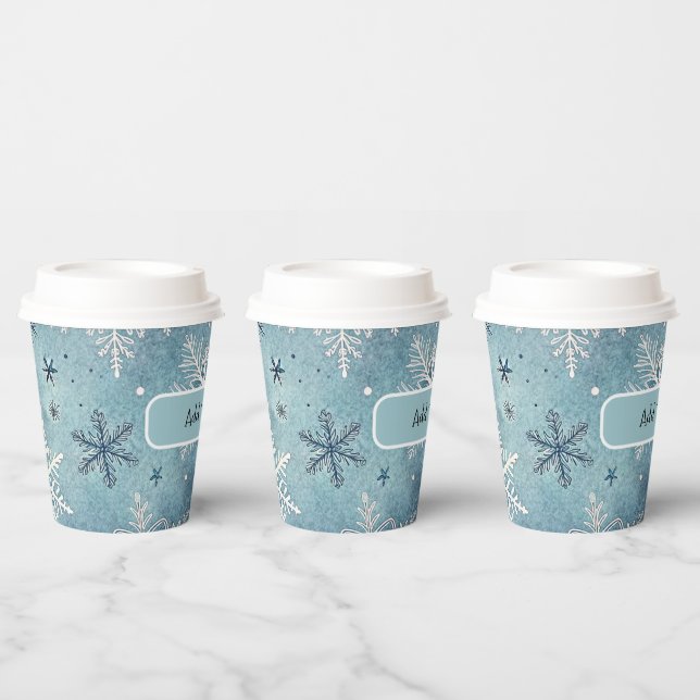 Winter Snowflakes Christmas Party Paper Cups (Multi)