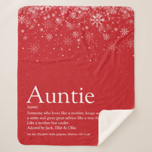 Winter Snowflakes Cool Aunt Auntie Quote Holiday Sherpa Blanket