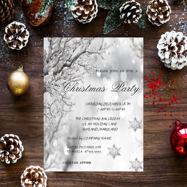 Winter, Snowflakes Corporate Christmas Party Invitation (Creator Uploaded)