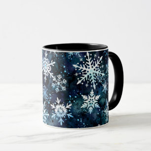 Winter Snowflakes Deep Blue Magical Night Mug