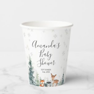 Winter Snowflakes Deer animal Mountain Forest Paper Cups