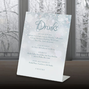 Winter Snowflakes Drinks Menu Pedestal Sign