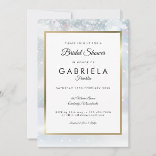 Winter Snowflakes Elegant Gold Bridal Shower Invitation