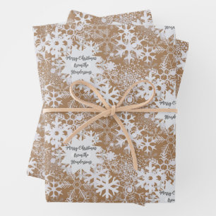 Winter Snowflakes Elegant Personalised Christmas Wrapping Paper Sheet