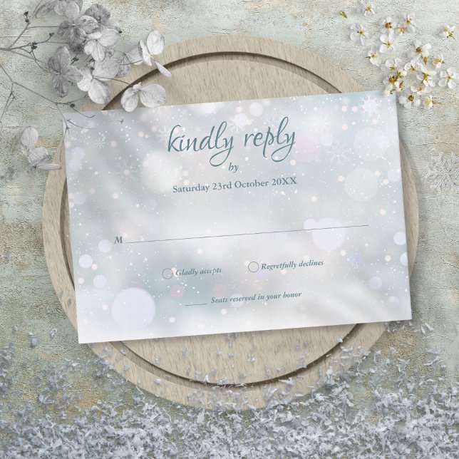 Winter Snowflakes Elegant Script RSVP Card (Winter Snowflakes Elegant Script RSVP)