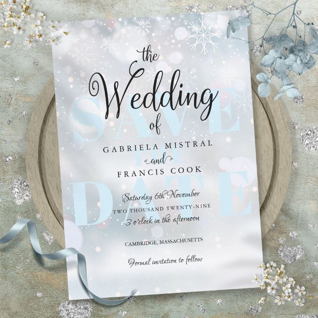 Winter Snowflakes Elegant Wedding Save the Date Invitation (Winter Snowflakes Elegant Wedding Save the Date Invitation)